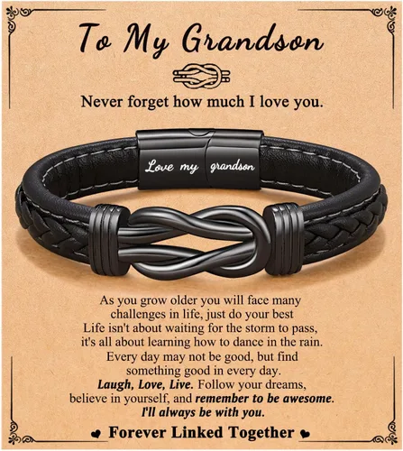 ORISPRE Pulsera con texto en inglés "To My SonGrandsonSobrino", regalos para adolescentes, niños y hombres, pulsera inspiradora para confirmación de