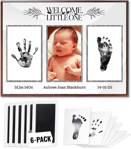 Miniatura 10 de Kit de manos y huellas sin tinta, placa de recuerdo de bebé y regalos de baby shower, ideal como regalo de mamá, marcos de fotos de guardería, kit
