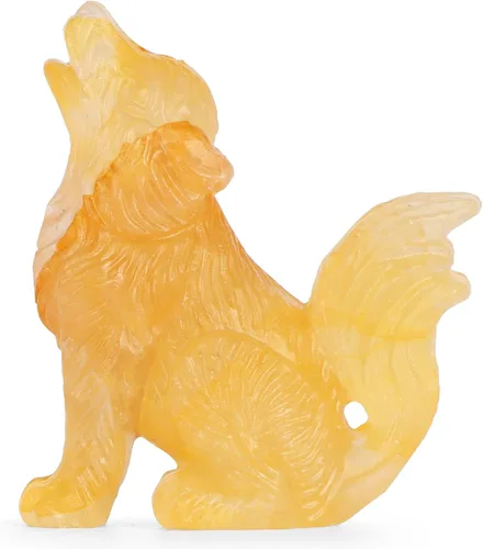 Miniatura 7 de Figuras decorativas de lobo de cola grande de cristal de citrino de 2.0 pulgadas, estatua de lobo, piedras curativas, escultura tallada a mano