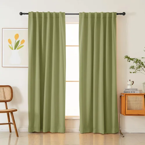 Miniatura 9 de Pickluc Cortinas opacas de 63 pulgadas de largo, 2 paneles de cortinas opacas para dormitorio o sala de estar, pestaña trasera y bolsillo para Negro