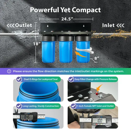 Miniatura 4 de iSpring Sistema de filtro de agua para toda la casa de 3 etapas, probado por SGS para eliminar hasta un 99% de PFAS, reduce sarro, metales pesados