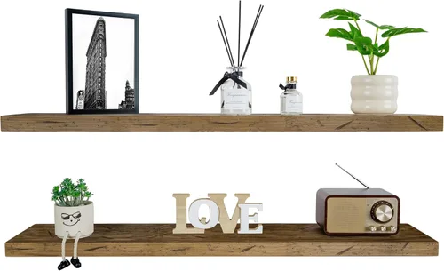 Miniatura 28 de BGMG Estantes flotantes de madera de 12 pulgadas, estantes flotantes negros, estantes de pared de madera maciza para baño, sala de estar