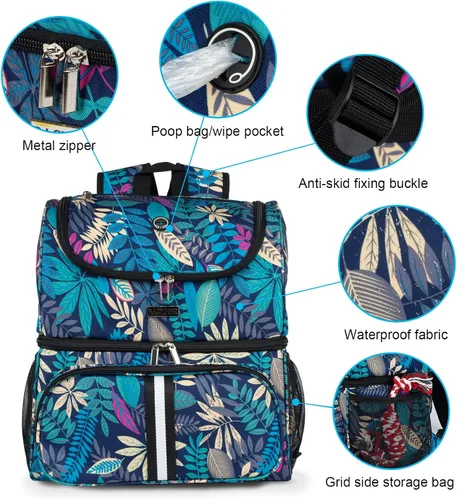 Miniatura 3 de BAGLHER Bolsa de viaje para mascotas, mochila de doble capa para suministros para mascotas (para todos los suministros de viaje para mascotas), Hawái