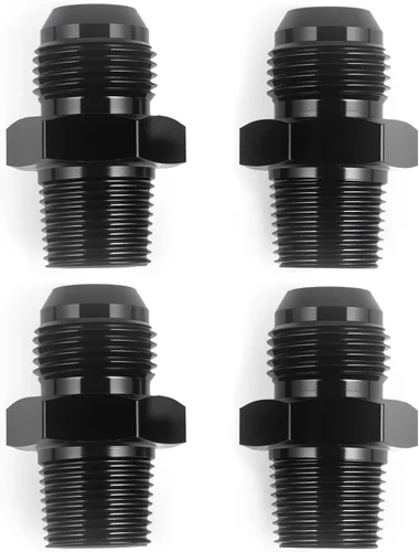 Miniatura 8 de 4AN macho a 1/8NPT adaptador de unión recta de conector de tubería de aluminio negro 4 piezas