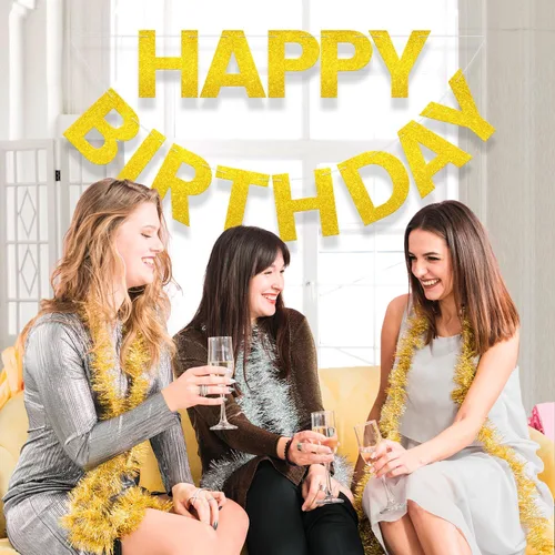 Miniatura 5 de Cartel de feliz cumpleaños – Cartel de fondo preencordado de 9 pies para mujeres, hombres, niñas, niños, decoraciones de cumpleaños con purpurina