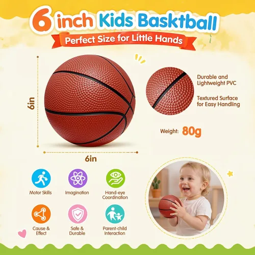 Miniatura 2 de 3 Pack 6" Mini Basketball Set - Lightweight 120g PVC Small Basketball for Toddlers Boys Girls Teenagers Floating Water Pool Basketball for Indoor