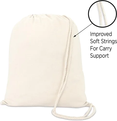 Miniatura 3 de DALIX Mochila de lona con cordón para gimnasio para hombre y mujer, paquete de 2, Natural, Viajar