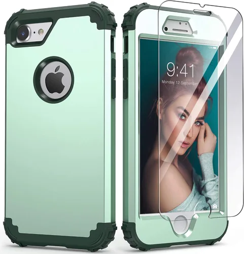 Miniatura 16 de IDweel Funda para iPhone 8, para iPhone 7 con protector de pantalla, 3 en 1, híbrida resistente a prueba de golpes, funda de policarbonato duro