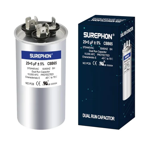 Miniatura 25 de Condensador de 5 Mfd 370V/440V Condensador de Funcionamiento y Arranque Ovalado para Motor de CA o Arranque de Ventilador y Bomba de Calor Fría