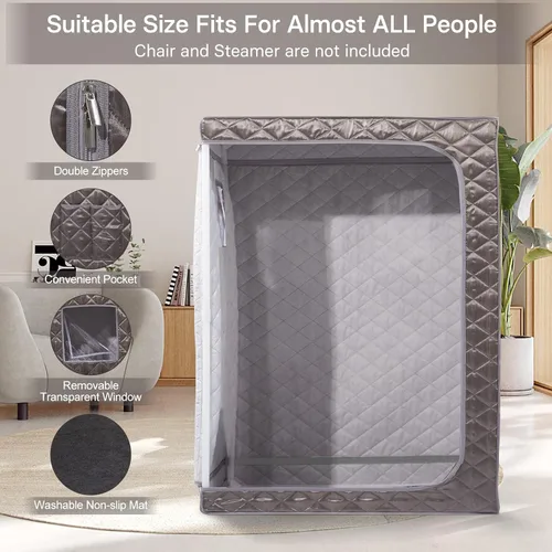 Miniatura 3 de Smartmak Tienda de campaña de sauna de vapor de tamaño completo con 2 sillas portátiles, sala de espacio grande para una o dos personas, vapor