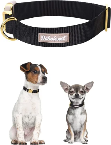 Miniatura 2 de Collar de perro de nailon de Babole Pet - Collares ajustables de cinturilla suave de nailon negro para perros pequeños, medianos y grandes, collar