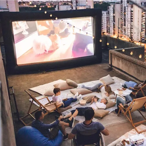 Miniatura 9 de Pantalla de Película Inflable para Exteriores de 24 Pies, Pantalla de Proyector Hinchable para Exteriores con Soplador de Aire y Bolsa