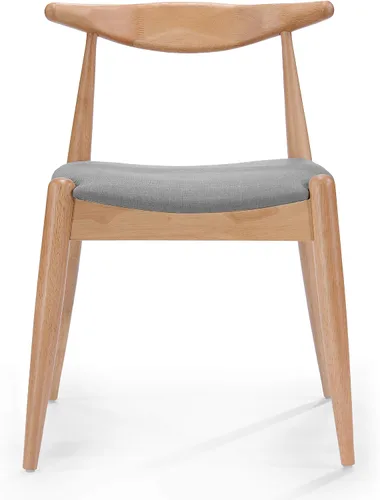 Miniatura 7 de Sandra Grey set de 2 sillas modernas, para comedor, estilo mediados de siglo, de tela color gris y madera de nogal. Beige