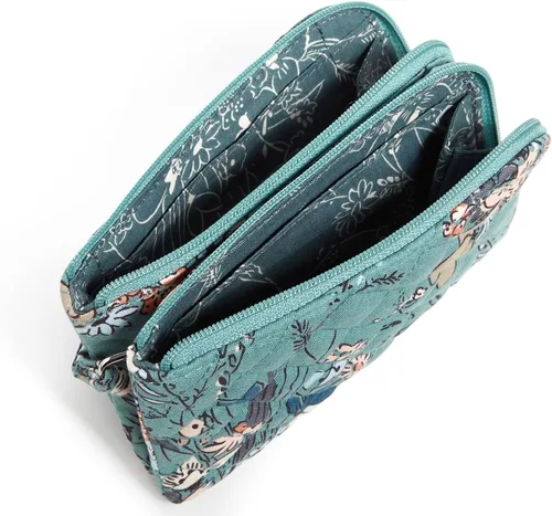 Miniatura 2 de Vera Bradley Cartera de algodón con doble cremallera y protección RFID