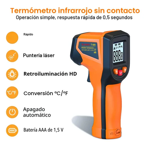Miniatura 7 de Actualización 2023 Termómetro Infrarrojo Láser, Pistola de Temperatura Digital sin Contacto, -58℉～1112℉ (-50℃～600℃) Termómetro IR para Industrial