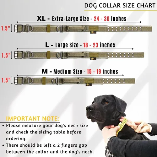 Miniatura 5 de ADITYNA Collar de perro resistente para perros medianos, collar verde reflectante con asa para entrenar y caminar, ancho, grueso, táctico, acolchado