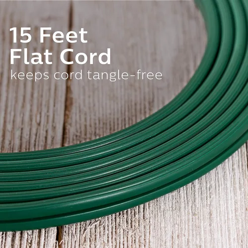 Miniatura 3 de Cable de extensión Philips, 15 pies, enchufe plano de 3 tomas, múltiples tomas de seguridad con deslizamiento, para interiores, 2 puntas, verde