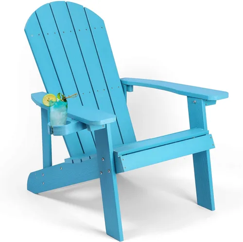 Miniatura 13 de Silla Adirondack, sillas de plástico resistentes a todo tipo de clima, con soporte para tazas, 5 pasos fáciles de instalar, sillas de exterior