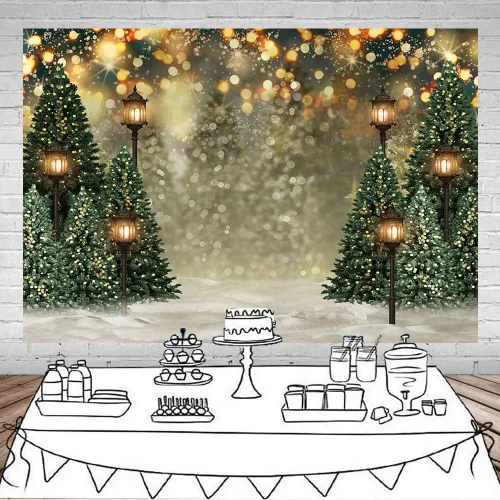 Miniatura 3 de Mocsicka Fondo de paisaje de bosque de invierno nevado, árbol de pino de Navidad con puntos de halo para fotografía, fondo de invierno, bosque