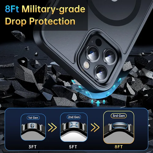 Miniatura 4 de Funda magnética para iPhone 12 Pro Max [protección militar contra caídas] [compatible con MagSafe], antihuellas, a prueba de golpes, translúcida