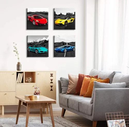 Miniatura 6 de JiazuGo Carteles de fotos de automóvil, decoración de pared en blanco y negro, arte para habitación de adolescentes, niños, dormitorio, oficina