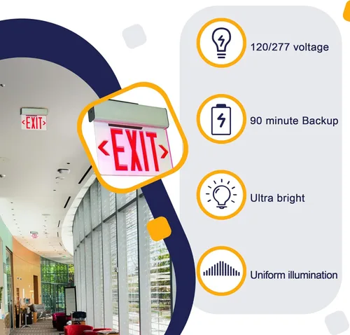 Miniatura 3 de Ciata Señal de salida LED de 2 unidades, señal de salida iluminada, señal de salida de iluminación de emergencia, luces de salida de emergencia Rojo