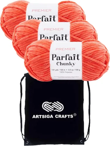 Miniatura 11 de Premier Yarns Parfait Chunky Mushroom 1150-41 (6 madejas - mismo lote de tinte) Peso S Bulky #6 Hilo de poliéster para ganchillo y punto con bolsa