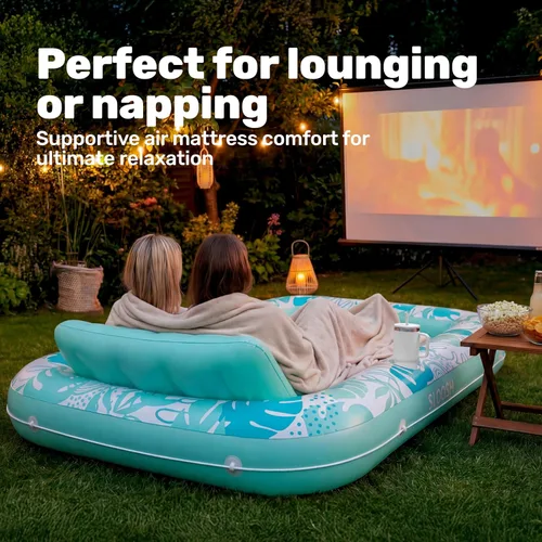 Miniatura 7 de SLOOSH Flotador inflable para piscina de bronceado, 85 x 57 pulgadas, flotadores de piscina extra grandes para adultos con almohada, flotador 4