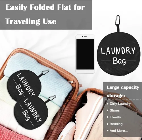 Miniatura 4 de Sylfairy Paquete de 2 bolsas de lavandería XL con correa, bolsa de lavandería para viajes resistente, bolsa de hombro para ropa sucia con cordón