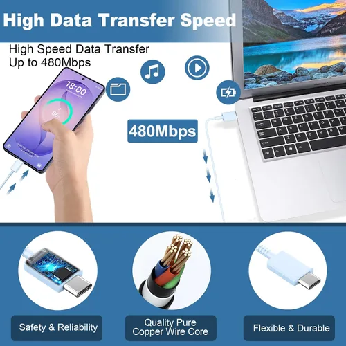 Miniatura 17 de Cargador USB C, carga rápida súper rápida de 25 W tipo C y cable de carga USB C de 6,6 pies para Samsung Galaxy S25/S25 Ultra/S25+/S24/S24