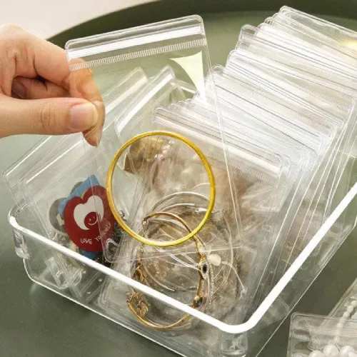 Miniatura 5 de WEDDINGHELPER Bolsas de joyería pequeñas autosellantes de plástico con cremallera, bolsas transparentes de PVC transparente para guardar pulseras