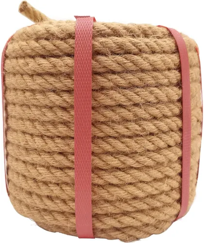 Miniatura 11 de Cuerda de cáñamo de 1 pulgada x 50 pies, cuerda trenzada de 4 hebras resistente para manualidades, decoración náutica, tira y afloja, paisajismo