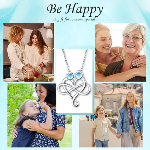 Miniatura 25 de Cadena de plata esterlina y dije de corazón y animal tierno con palabras grabadas, cadena de 18 pulgadas, para mujeres y niñas