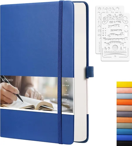 Miniatura 21 de EMSHOI - Cuaderno de puntos, 256 páginas A5, cuadrícula de puntos, papel grueso de 120gsm, 16 páginas perforadas, piel sintética suave, bolsillo