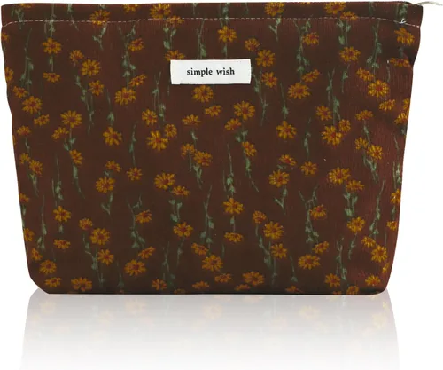 Miniatura 43 de Wudygirl Bolsa de maquillaje de lona para mujer, organizador estético de maquillaje, bolsa de maquillaje de viaje, bolsa de aseo para bolso, bolsa