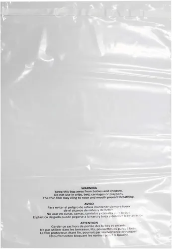 Belinlen - 200 bolsas de polietileno transparentes autosellantes de 12 x 18 pulgadas con advertencia de asfixia para embalaje de ropa, camisetas,