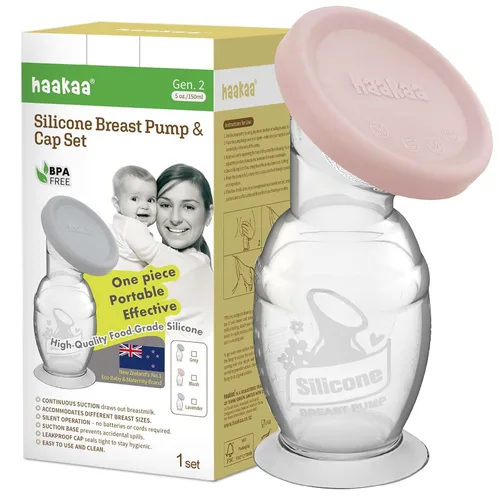 Miniatura 12 de Haakaa Extractor de leche manual con base de 4 fl oz/3.4 fl oz+tapa (rubor), Gen.2