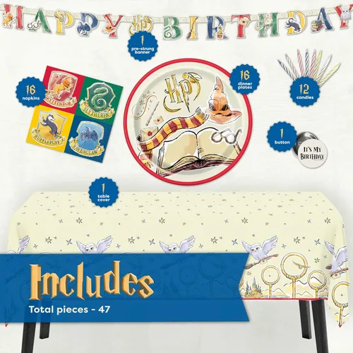 Miniatura 2 de Kit de decoración de cumpleaños de Harry Potter Suministros para fiesta de cumpleaños de Harry Potter Con cubierta de mesa de Harry Potter