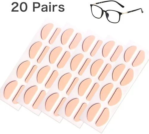 Miniatura 2 de 20 pares de almohadillas de nariz de espuma suave, en forma de D, 0.787 x 0.315 in (color de piel)
