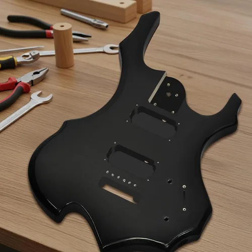 Miniatura 6 de Ktaxon Kit de guitarra eléctrica DIY con cuerpo sólido, kits de guitarra eléctrica de 6 cuerdas con cuello de arce, correa para el hombro, pastillas