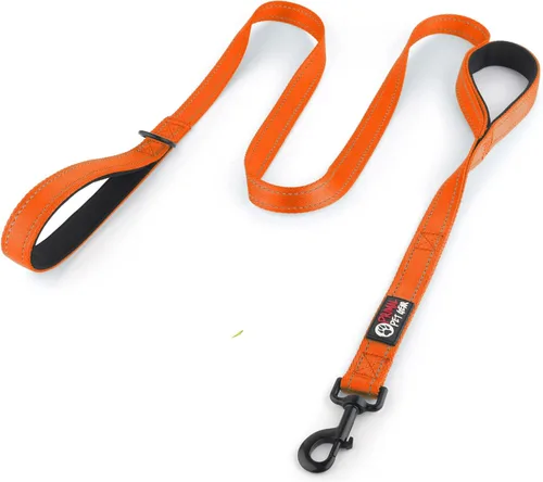 Miniatura 13 de Correa de perro de 6 pies con asa acolchada de tráfico, resistente, doble asa para un mayor control de capacitación en seguridad, perfecto para Negro