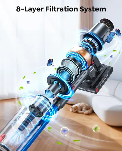 Miniatura 12 de Aspiradora inalámbrica, 600W 50KPA 65 min aspiradoras para el hogar, aspiradora de palo mejorada con herramienta de limpieza de colchón adicional