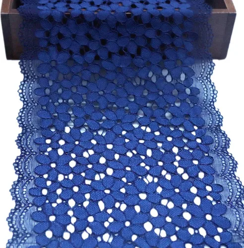 Miniatura 11 de Cinta de encaje floral de 5 yardas, tela bordada elástica de encaje de tul para accesorios para el cabello, manualidades, decoración de fiesta