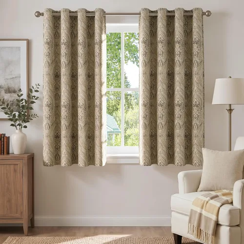 Miniatura 14 de jinchan Cortinas opacas de 72 pulgadas de largo, 2 paneles de medallón de damasco azul, cortinas de ventana para dormitorio, con ojales, aislamiento