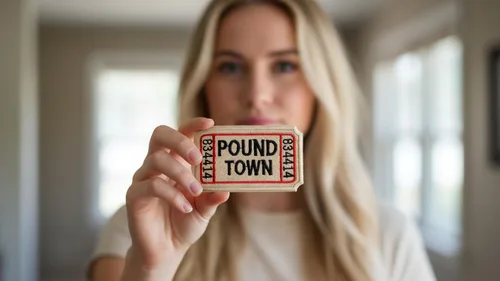 Miniatura 3 de PatchClub Parche para Pound Town, plancha/coser, totalmente bordado, color beige, divertido moral táctico, parche militar, perfecto para tu mochila
