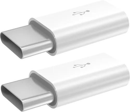 Adaptador micro USB a USB C, paquete de 2 adaptadores Micro-USB hembra a USB-C macho OTG compatibles con Samsung Galaxy, LG, Huawei, teléfonos tipo
