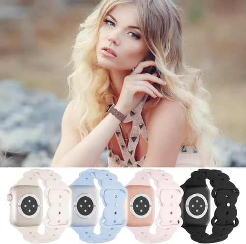 Miniatura 5 de Paquete de 5 correas de silicona deportivas compatibles con Apple Watch de 1.496 in 1.575 in 1.614 in 1.654 in 1.732 in 1.772 in 1.929 in, correa