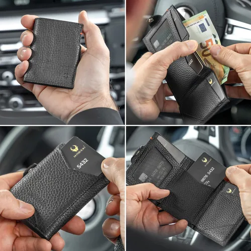 Miniatura 3 de DONBOLSO Wallet NextGen I - Cartera delgada moderna sin bolsillo para monedas, hasta 11 tarjetas, Napa granulada negra, Classic