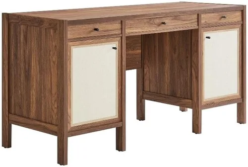 Miniatura 15 de Modway Capri Mid-Century - Cama de tamaño Queen moderna en nogal con cabecero y estribo