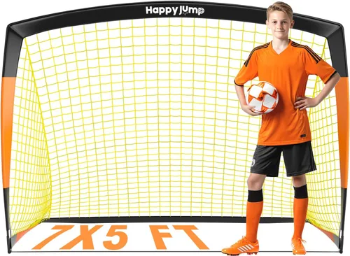 Miniatura 10 de Happy Jump Portería de fútbol 7'x5', 6.6'x3.3', 5'x3.6', 4'x3', 3'x2.2' Red de fútbol para patio trasero de niños